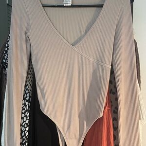 Forever 21 Taupe Ribbed Bodysuit